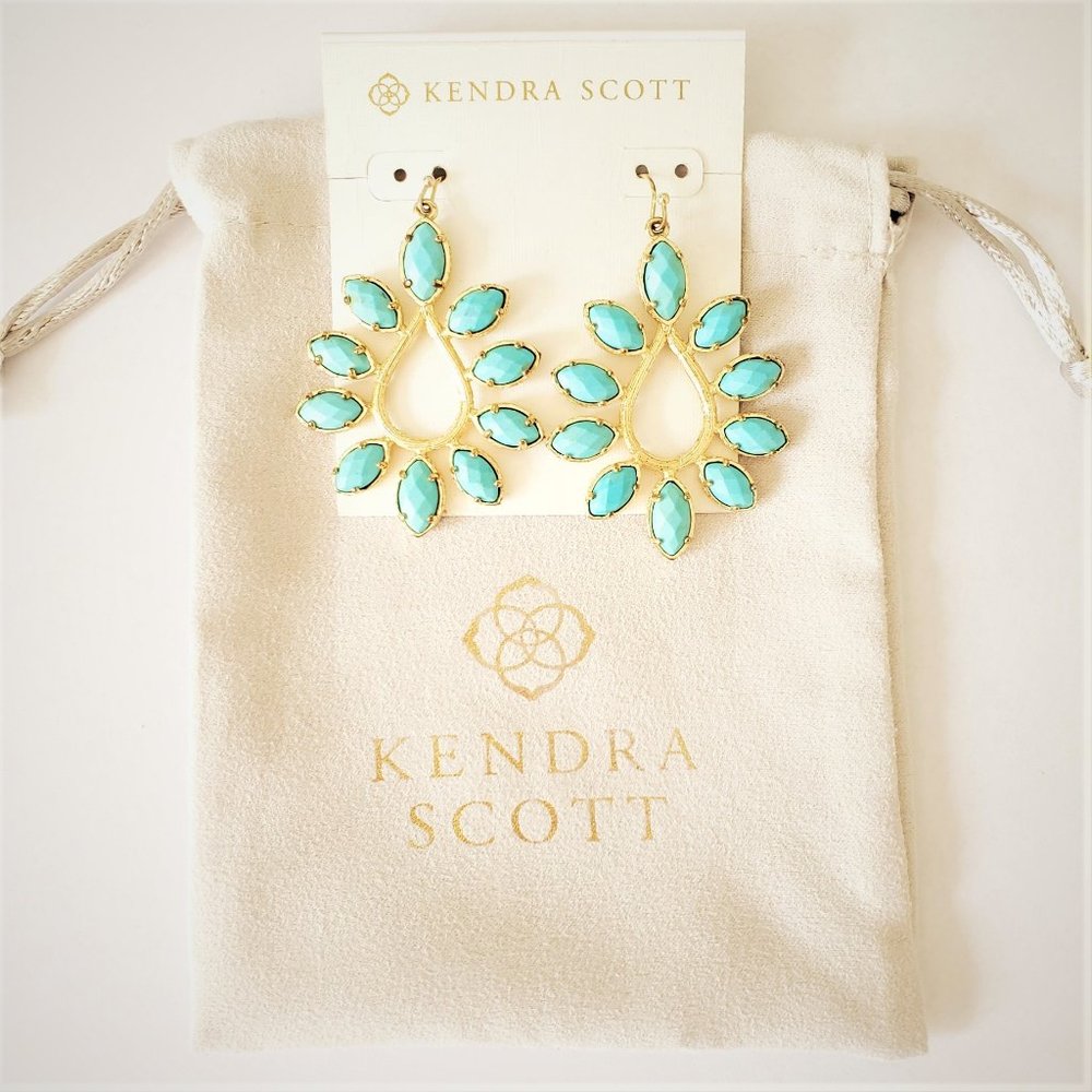 Gold Statement Earrings in Turquoise Magnesite